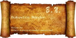 Bukovics Nándor névjegykártya